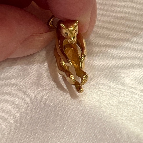 Gold Plated Antique Panther Charm and Diamond Bale - Picture 11 of 16